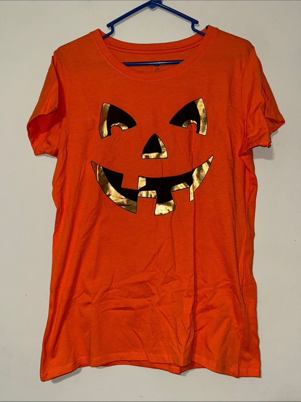 Time and Tru women’s large 12/14 short sleeve pumpkin face tee shirt
